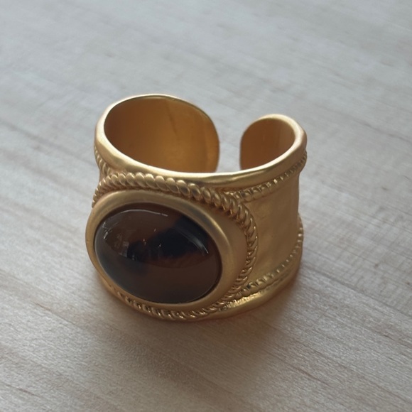 Julie Vos Gold-Tone Cuff Bracelet with Brown Cabochon - Picture 3 of 5